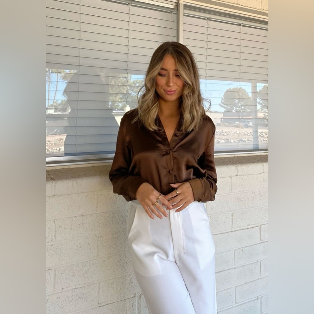 Princess Polly Satin Brown Blouse